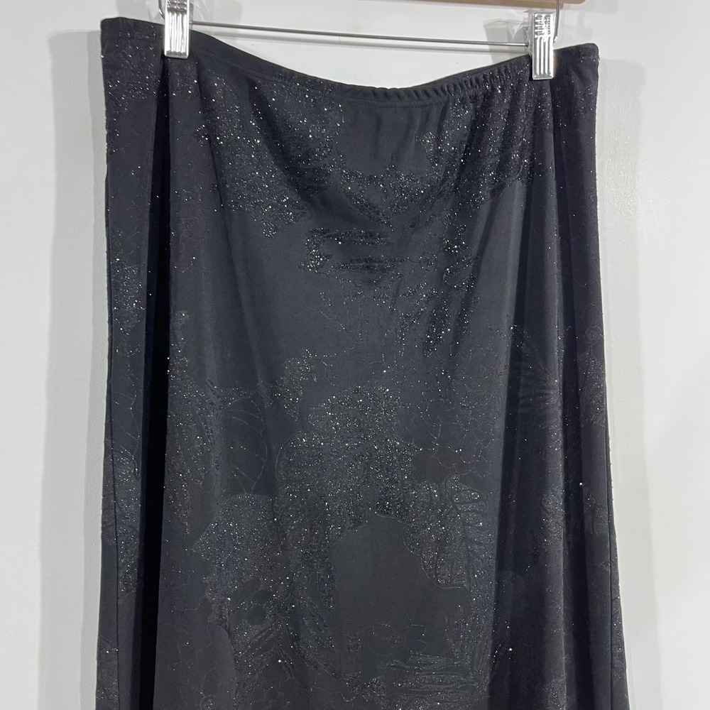 JKLA VTG Fairy Grunge Womens Black Floral Midi Skirt Medium Whimsigoth Witchy 90